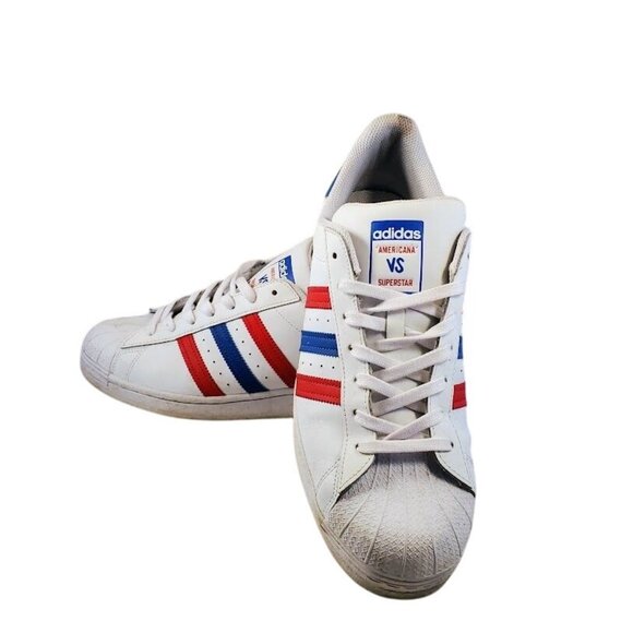 Americana vs Superstar Shoes Men’s 11 | White Red Blue Shell Toe Sneakers - Picture 1 of 8